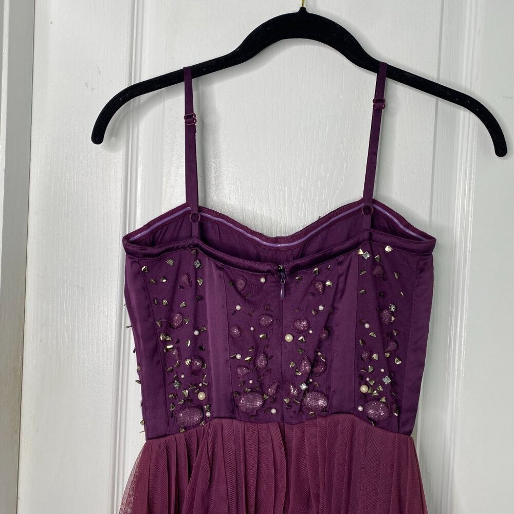 Free People Beaded Bustier/Corset dress w/ Pleated & Ruffled Tulle Skirt XS #318 - Picture 5 of 11
